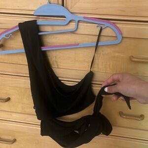 Black off the shoulder bottom tie top